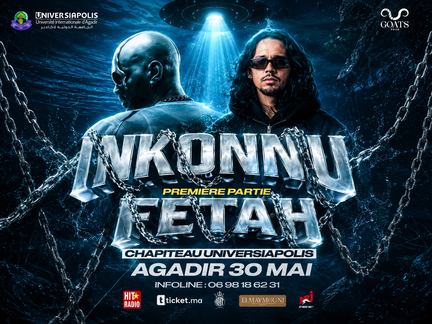 INKONNU & FETTAH Live à Agadir — affiche officielle